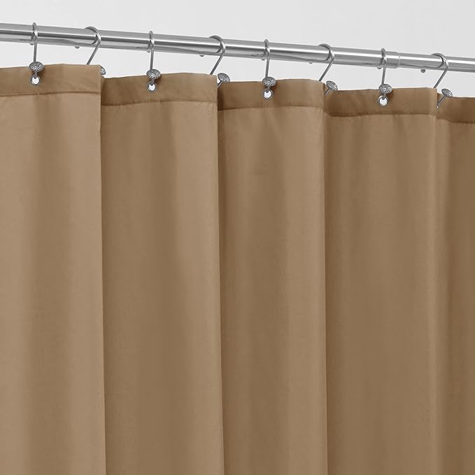 ALYVIA SPRING Coffee Brown Fabric Shower Curtain Liner Waterproof - Soft & Light-Weight Cloth Shower Liner with 3 Magnets, Hotel Quality & Machine Washable - Standard Size 72x72, Coffee
