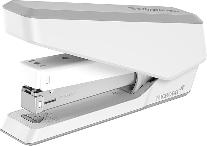 Fellowes LX850 EasyPress Office Stapler, Full Strip Effortless One-Touch Stapler for Classroom, Home and Office, Holds Full Strip of Staples, 25 Sheet Capacity, White