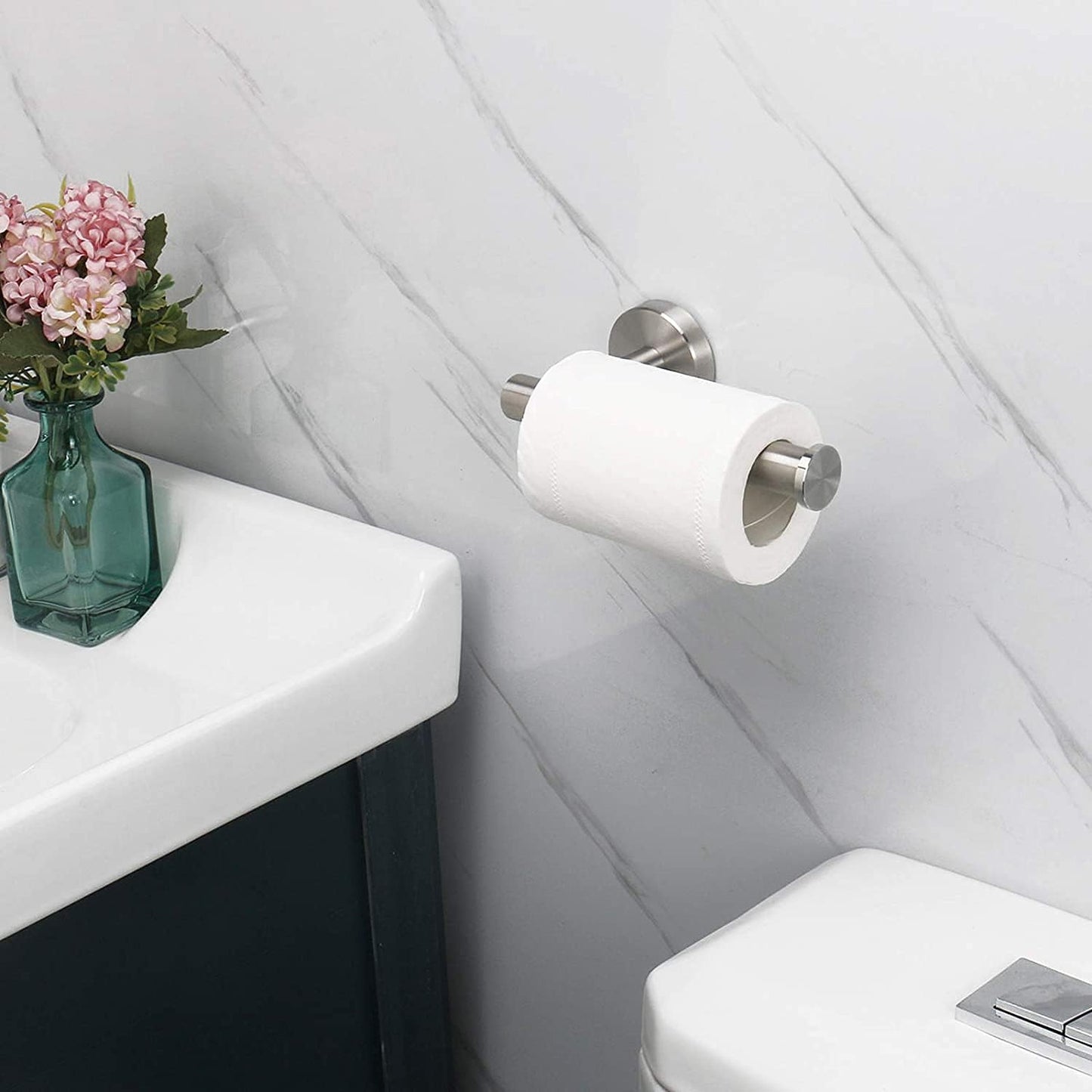 NearMoon Bathroom Toilet Paper Holder, Premium SUS304 Stainless Steel Rustproof Wall Mounted Toilet Roll Holder for Bathroom, Kitchen (2 Pack, Brushed Nickel)