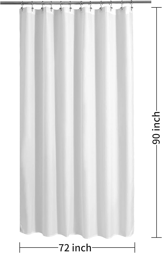 ALYVIA SPRING Extra Long Fabric Shower Curtain Liner Waterproof - 72" x 90", Soft & Lightweight XL Shower Curtain with Magnets, Machine Washable - 72x90, White