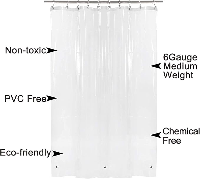 Barossa Design Narrow Shower Curtain Liner with 3 Magnets - Waterproof PEVA Shower Liner for Small Bathroom Stall, PVC Free, Metal Grommets - Clear, 32X72