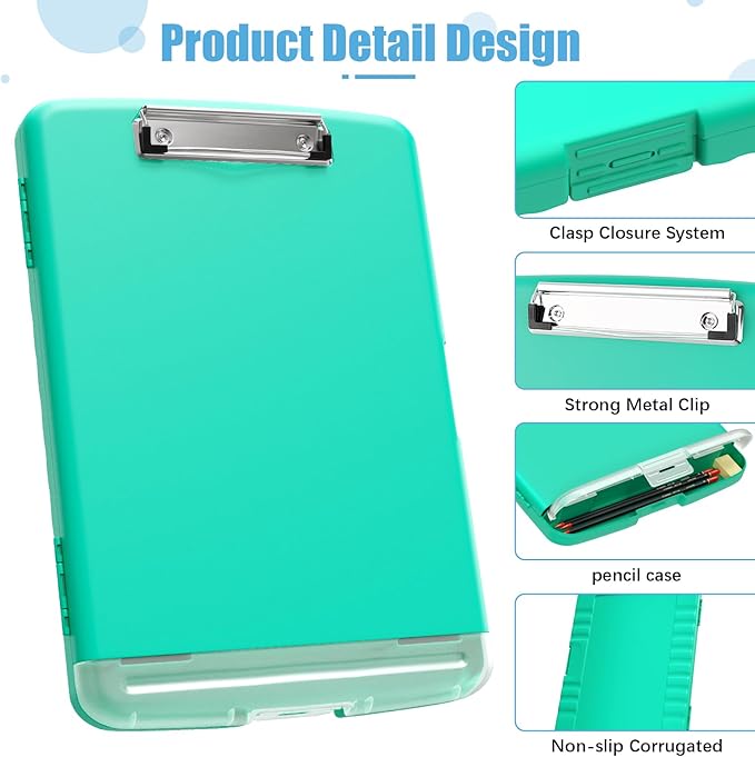 Hongri Clipboard with Storage with Pen Holder, Folder Nursing Clip Board 8.5 x 11 Foilo-Side Opening, High Capacity, Light Weight for Teachers, Classroom. Size 14 x 9.6 x 1.2 in(Green)