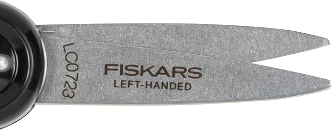 Fiskars 5" Left-Handed Pointed-Tip Scissors for Kids Ages 4-7, Scissors for School or Crafting, Back to School Supplies, Black