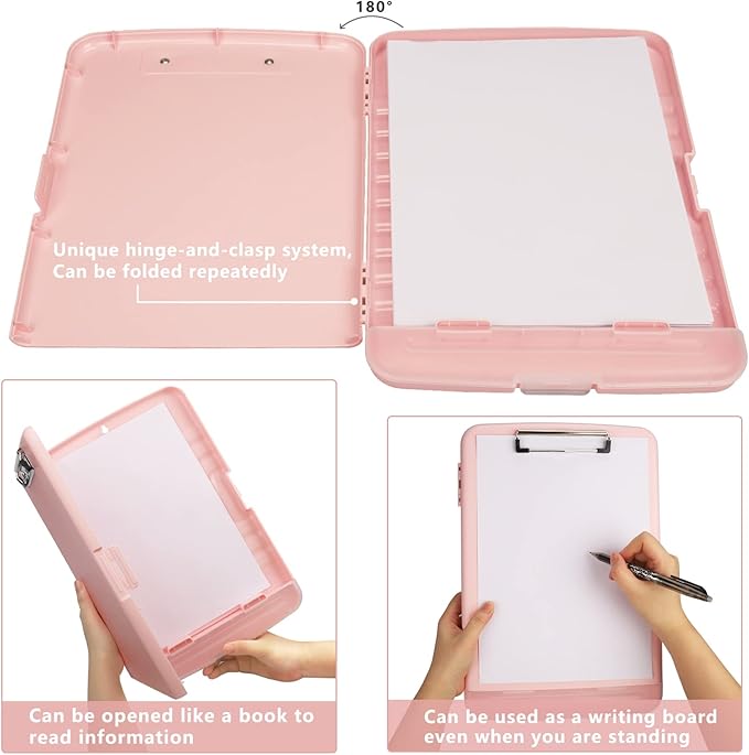 SFLHHDM Plastic Clipboard with Storage, High Capacity Clip Boards 8.5x11 with Storage, Heavy Duty Nursing Clipboard Folder, Cute Clipboards, Letter A4 Size Clipboards with Storage for Teachers, Nurse