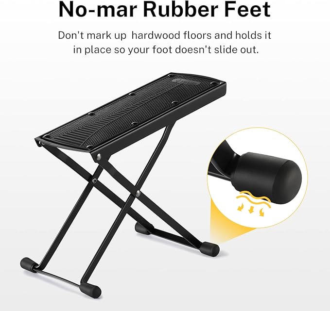 Donner Guitar Foot Stool Adjustable Guitar Leg Rest Step Footstool Black for Classical Guitar Player
