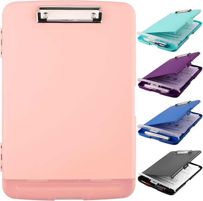 SFLHHDM Plastic Clipboard with Storage, High Capacity Clip Boards 8.5x11 with Storage, Heavy Duty Nursing Clipboard Folder, Cute Clipboards, Letter A4 Size Clipboards with Storage for Teachers, Nurse