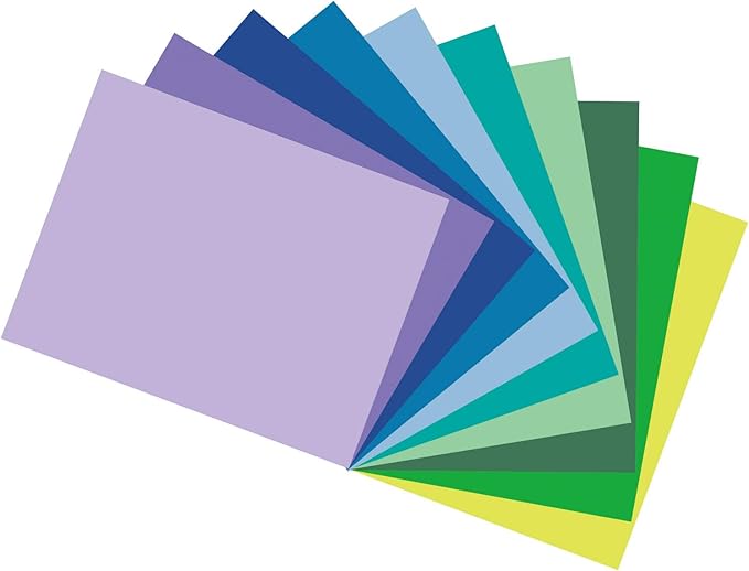 Tru-Ray Heavyweight Construction Paper, Cool Assorted Colors, 9"" x 12"", 50 Sheets (102942) & Heavyweight Construction Paper, Warm Assorted Colors, 9" x 12", 50 Sheets,102947