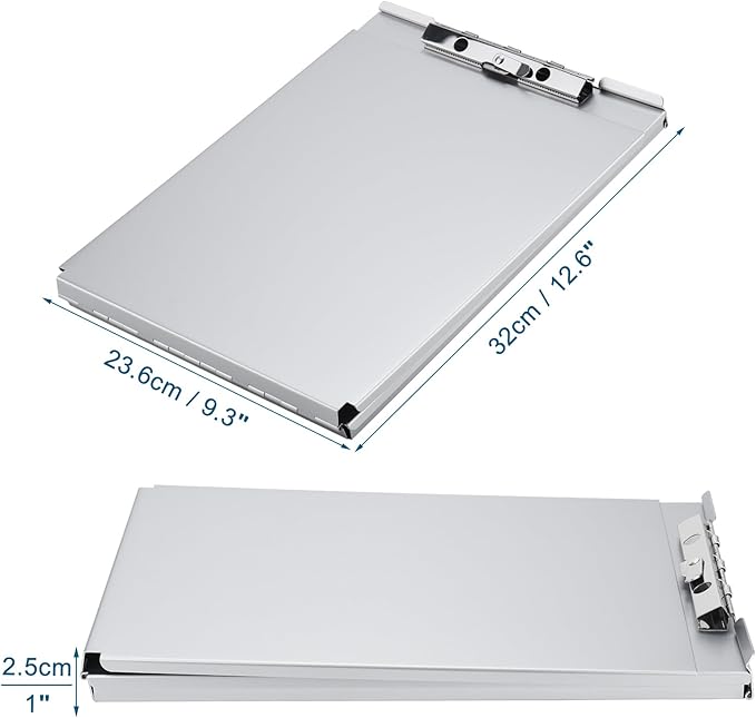 ZCZN Recycled Aluminum Storage Clipboard, Clipboard Box, Form Holder, Suitable for School, Office, Jobsite or Medical Staff, Silver