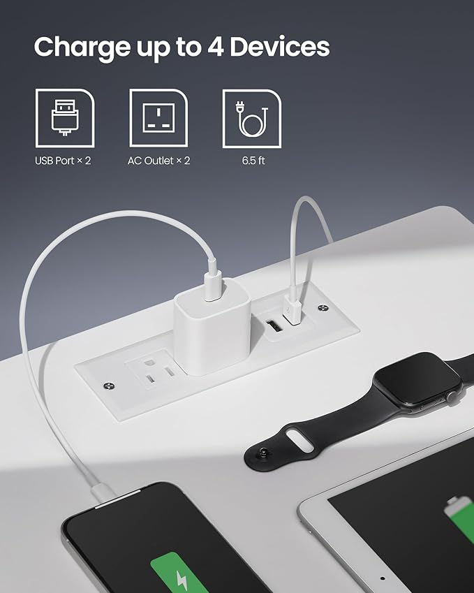 VASAGLE LED Nightstand with Charging Station, Adjustable Light Colors, 2 AC Outlets, 2 USB Ports, Bedside Table, Side Table with Drawer, Modern, 13.8 x 15.7 x 21.7 Inches, Cloud White ULET618T14V1