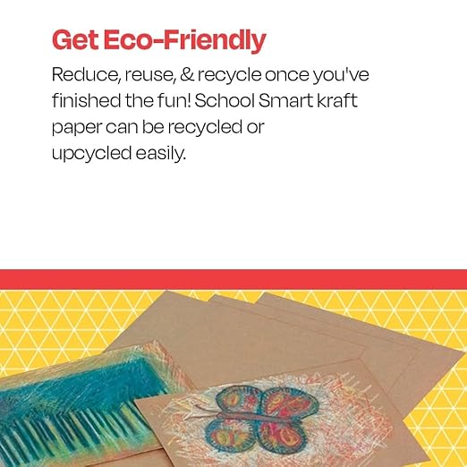 School Smart Kraft Paper Sheets, 60 lbs, 9 x 12 Inches, Brown, Pack of 100