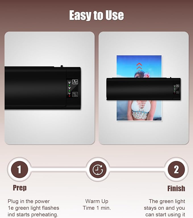 13 Inch Laminator Machine, A-3 9-in-1 Thermal Laminator with Sheets for Hot & Cold Laminating Machine, Features Fast 60-Sec Warm Technology and Never-Jam Design for Home,Office,or School Use (Black)