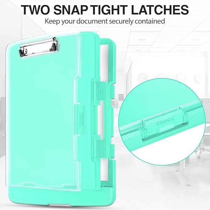 Sooez Original Clipboard with 2 Storage & Pen Holder, Heavy Duty Clip Boards 8.5x11 with Dual Storage, Clearview Dry Erase Coach Clipboard with Real Hinge, High Capacity, School & Office Supplies