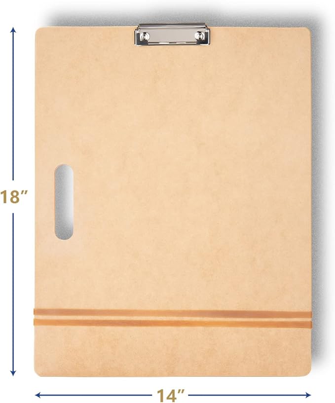 Falling in Art 14x18 Sketch Board, Drawing Tote Board for Artists with Sturdy Clip and Rubber Bands, Portable Art Clipboard for Classroom and Studio Drawing