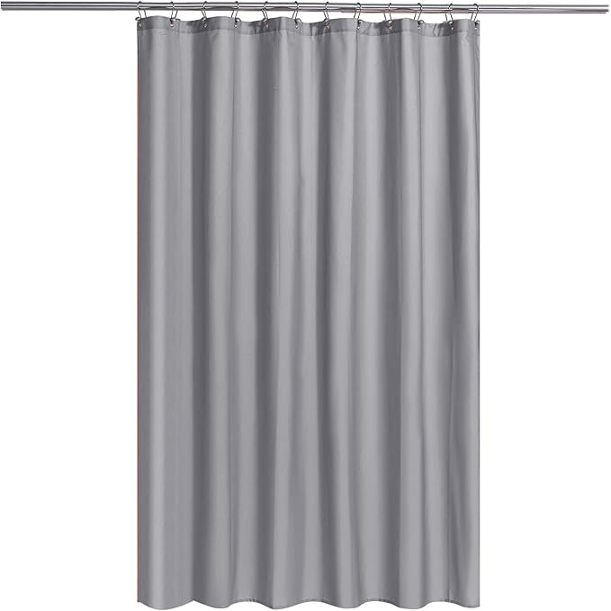 N&Y HOME Fabric Shower Curtain or Liner with Magnets - Grey Shower Curtain for Bathroom with Hotel Quality, Machine Washable, Water Repellent - Gray, 72x72