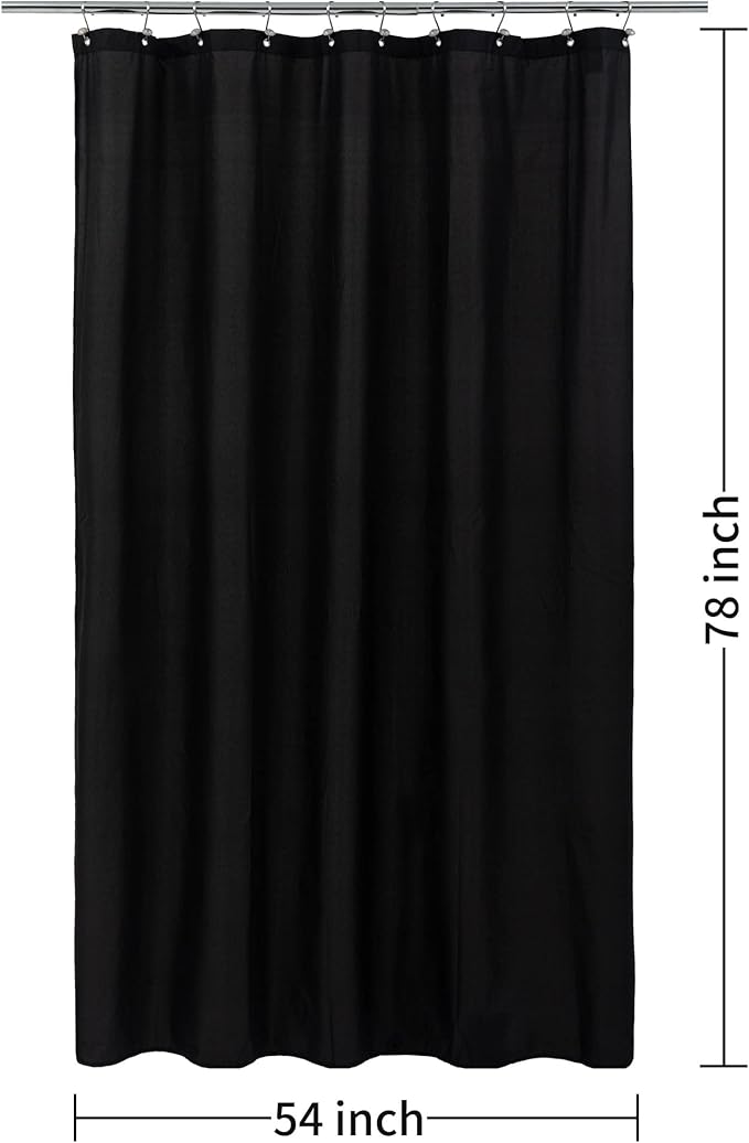 ALYVIA SPRING Stall Fabric Shower Curtain Liner Waterproof - Soft & Lightweight Long Stall Size Shower Curtain with Magnets, Machine Washable - 54x78, Black