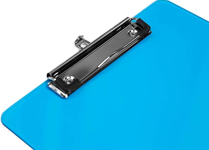 Plastic Clipboards with Low Profile Clip Set of 6-12.5 x 9 Inch Multi Color Plastic Clipboards Bulk - Clear Clip Boards Bulk Classroom - Holds 100 Sheets, Acrylic Clipboard Clear (12 Pack)