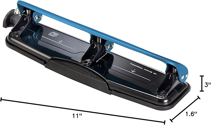 Bostitch Office EZ Squeeze™ Reduced Effort 3-Hole Punch, 12 Sheets, Blue (2103)