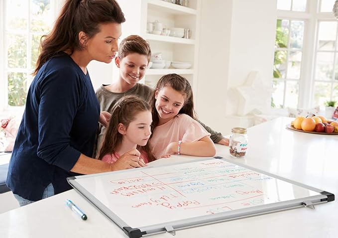 Amazon Basics Large Magnetic Dry Erase Whiteboard with Aluminum Frame, Pen Tray, Wall Mountable, 35.4" x 23.6", for School, Classroom, Office & Home