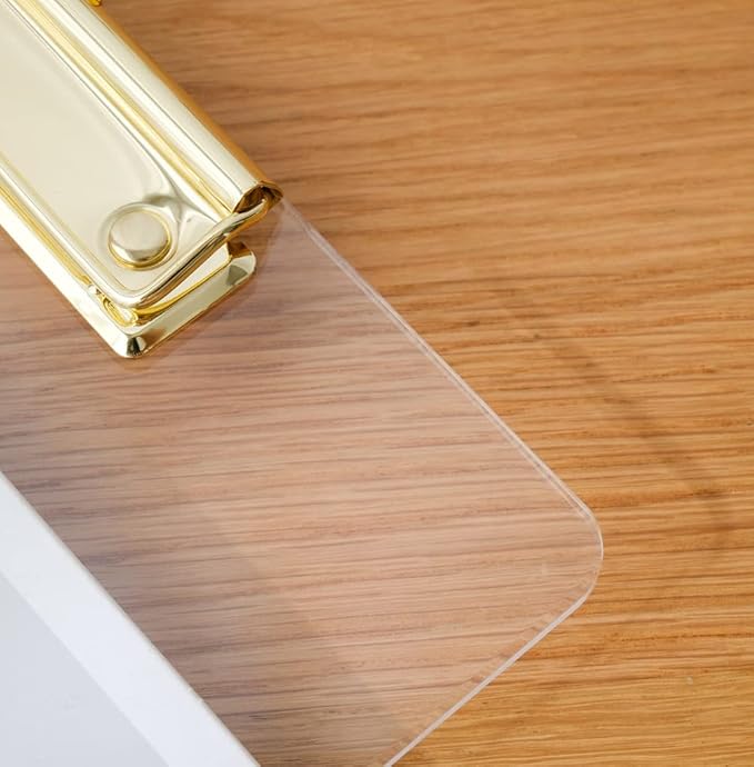 JIARI 2 Pack Clear Acrylic Office Clipboard A4 Letter Size 8.6" x 12.2" (Gold)