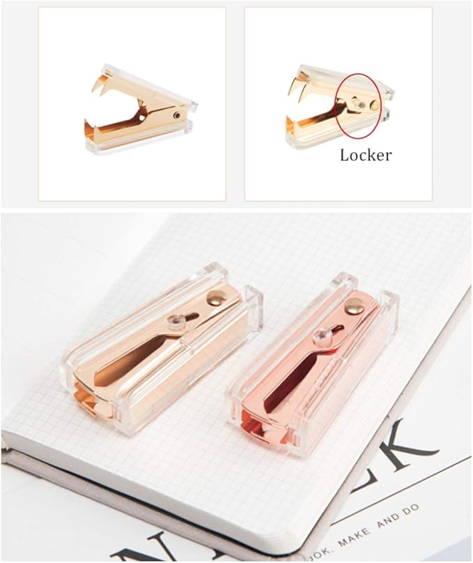 1 Pack Gold Staple Remover Clear Acrylic Golden Glitter Metal Jaws Staples Puller Removal Tool for Home Office School Supplies Desktop Accessories (1)