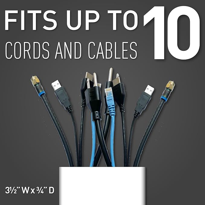 Legrand Wiremold C30S 48 Inch 3 Piece Flat Screen TV Cord Cover Kit, Organizer for Wall, Holds Up to 10 Cords or Cables, Sustainable Packaging, White (1 Pack)