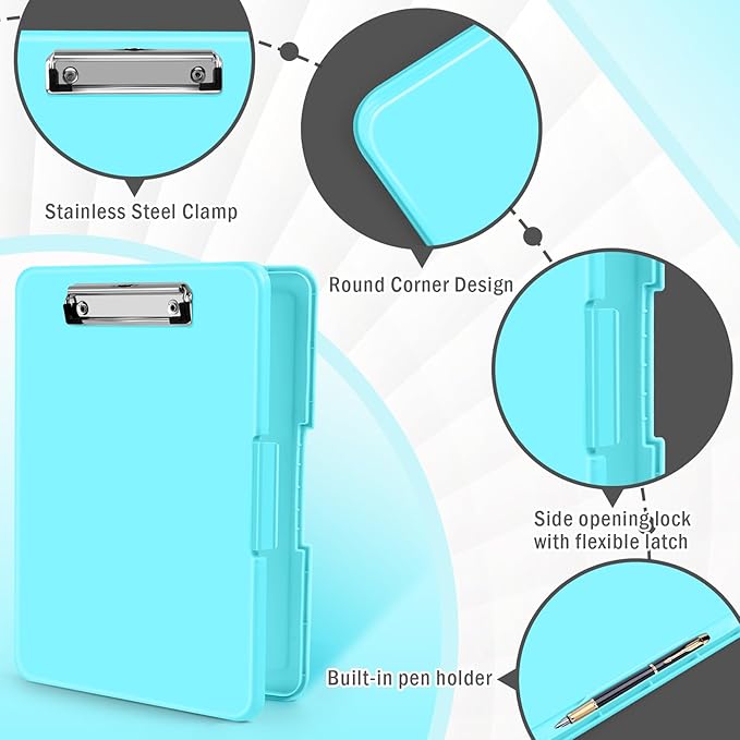 ANZNKU Clipboard with Storage, 13x9.6 Nursing Clipboard Foldable, Storage Clipboards with Pen Holder, Letter Size Clip Board Folder for Teacher Nurse Work, School & Office Supplies(Mint Blue)