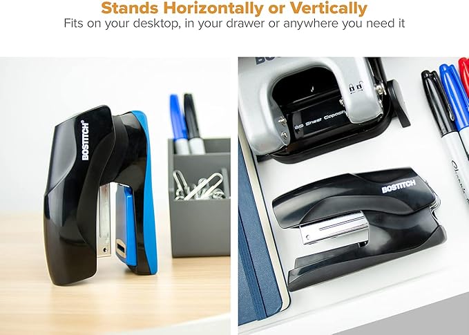 Bostitch Office Heavy Duty Stapler, 40 Sheet Capacity, No Jam, Half Strip, Fits into the Palm of Your Hand, For Classroom, Office or Desk, No Color Choice, One per Order (B175-ASST)