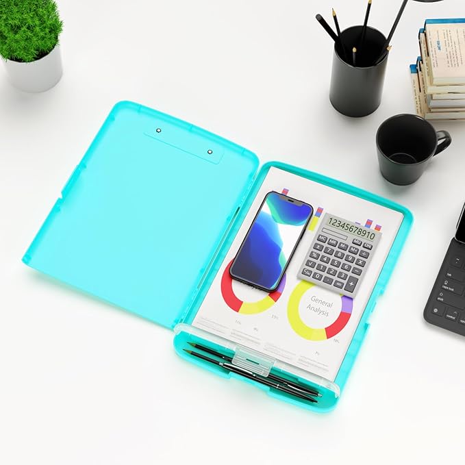 Hongri Clipboard with Storage with Pen Holder, Folder Nursing Clip Board 8.5 x 11 Foilo-Side Opening, High Capacity, Light Weight for Teachers, Classroom. Size 14 x 9.6 x 1.2 in(Light Green)
