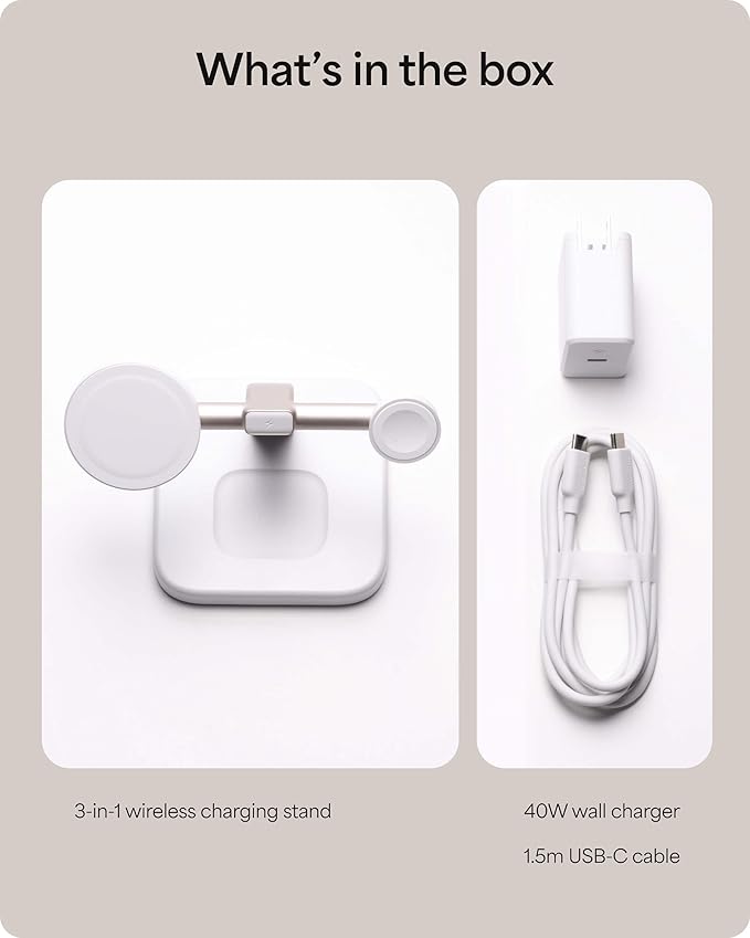Mophie Wireless Charging Stand - Qi2-Certified, MagSafe Charger for iPhone – Magnetic Fast Wireless Charger with Adjustable Phone Stand & Cable Management – Up to 15W Power