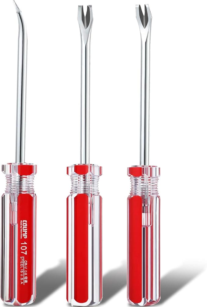 3 Packs Tack Lifter 3 mm U Tip Nail Staple Rivet Tack Puller Screwdriver Upholstery Staple Remover Tool for Furniture
