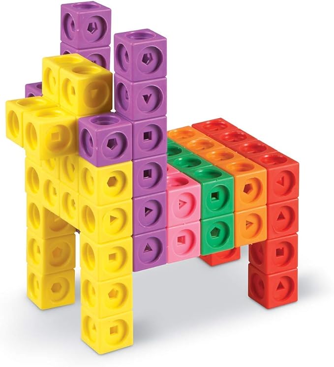 Learning Resources MathLink Cubes Big Builders - Math Manipulatives Kindergarten Games, Pattern Building Blocks, Counting Blocks, STEM Sets, Classroom Counters, Fine Motor Skills, Gifts For Kids