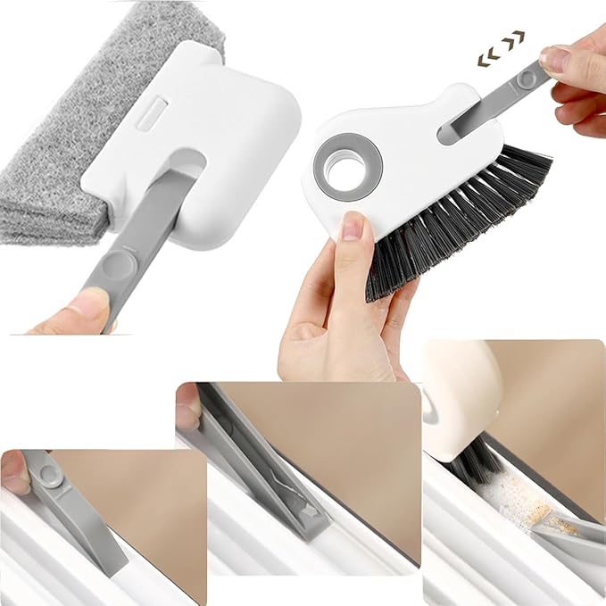 Orange Window Track Cleaning Brush with Hidden Scraper for Sliding Door and Window Tracks