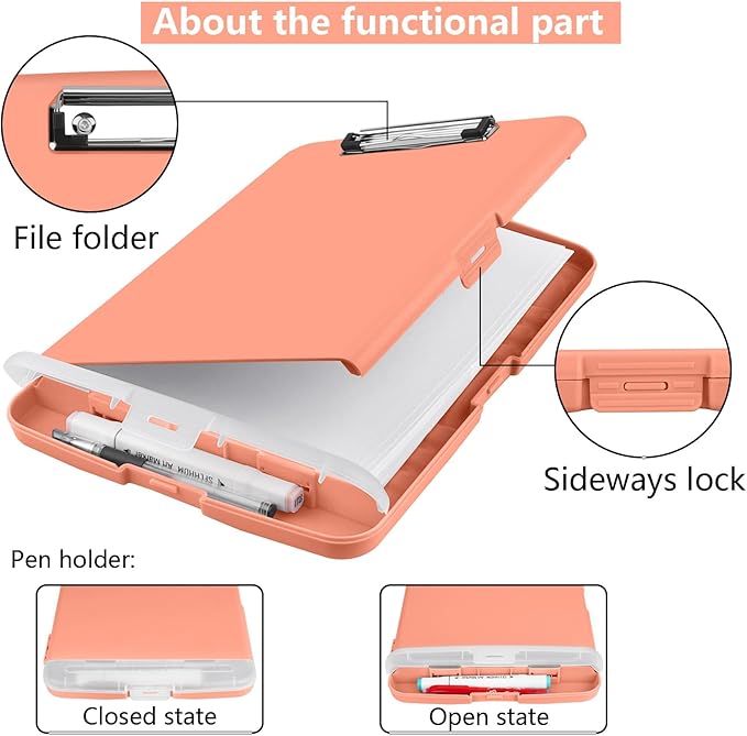SFLHHDM Plastic Clipboard with Storage, High Capacity Clip Boards 8.5x11 with Storage, Heavy Duty Nursing Clipboards Folder, Clipboard Cute, Letter A4 Size Clipboards with Storage for Teachers, Nurse
