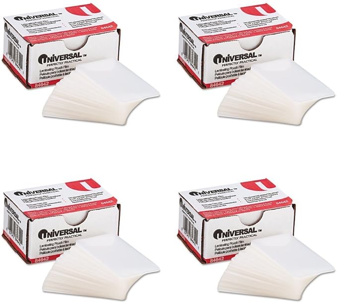Universal Clear Laminating Pouches, 5 mil, 2-3/16 x 3-11/16, Business Card Size, 100, 4 Packs