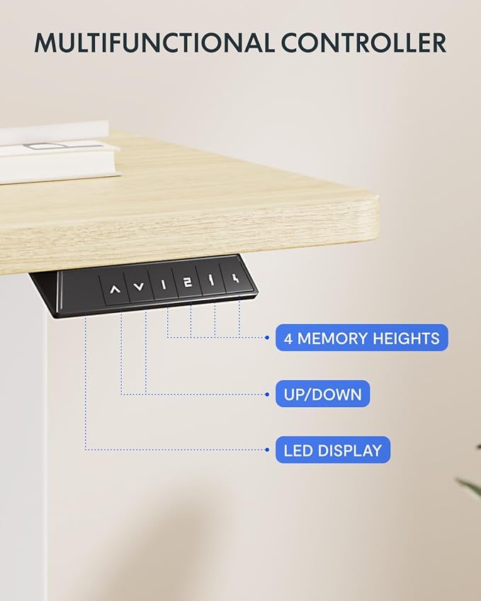 FLEXISPOT 71x32 Inch Electric Large Standing Desk for Home & Office, Spacious Splice Board Desk with Cable Management & Organizer, Cup Holder & Hook, White Wood Grain