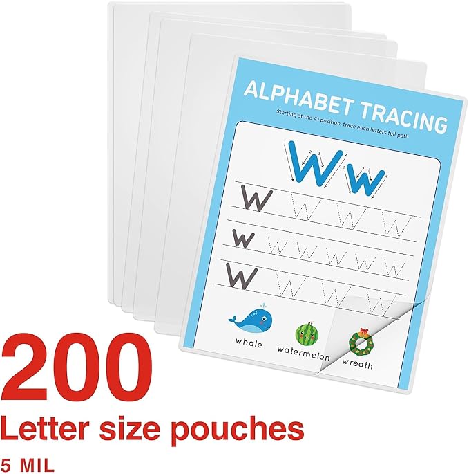Staples Thermal Laminating Pouches, Letter Size, 9 x 11.5 Inches, 5 Mil, 200/Pack, for Heavy-Duty Document Protection