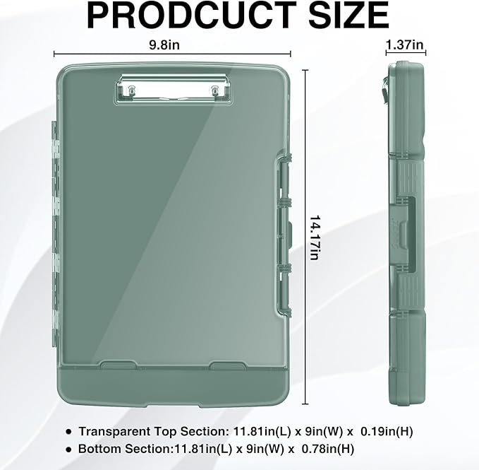 Sooez Original Clipboard with 2 Storage & Pen Holder, Heavy Duty Clip Boards 8.5x11 with Dual Storage, Clearview Dry Erase Coach Clipboard with Real Hinge, High Capacity, School & Office Supplies