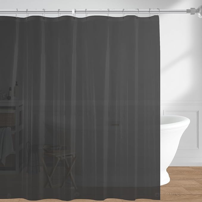 downluxe Dark Grey Shower Curtain Liner, PEVA Lightweight Plastic Shower Liner with 3 Magnets, 72" x 72" Waterproof Bathroom Curtain