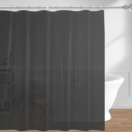 downluxe Dark Grey Shower Curtain Liner, PEVA Lightweight Plastic Shower Liner with 3 Magnets, 72" x 72" Waterproof Bathroom Curtain