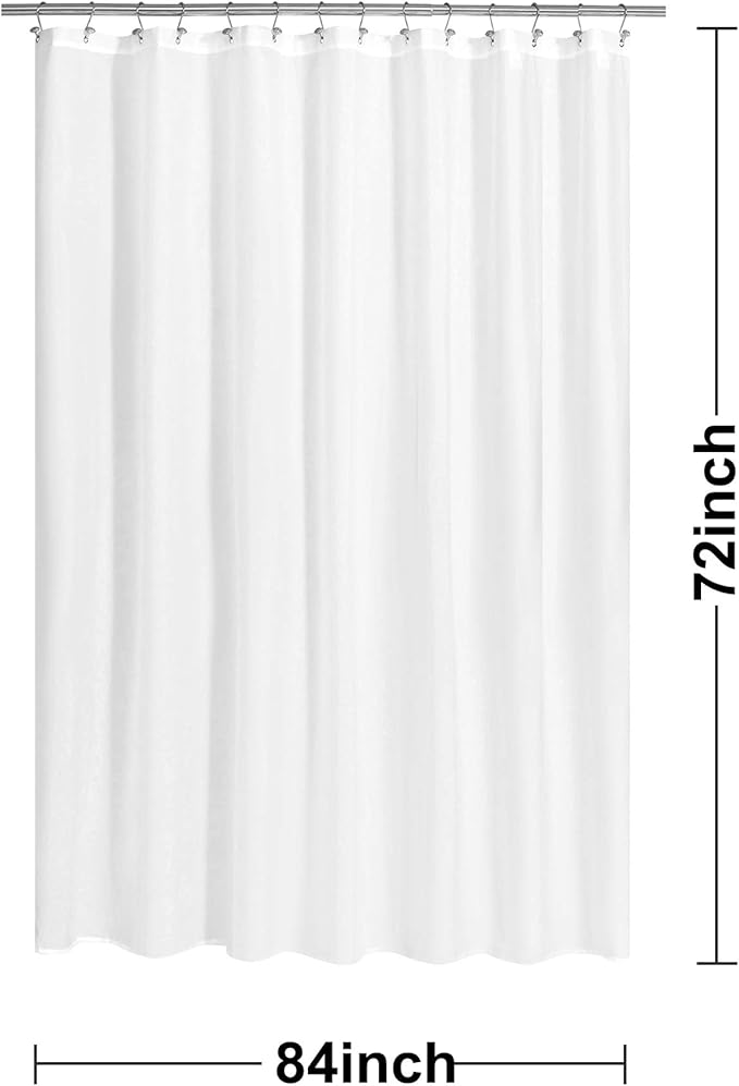 N&Y HOME 84 inch Extra Wide Fabric Shower Curtain or Liner, Hotel Quality, Washable, Water Repellent Bathroom Curtains with Grommets, White, 84x72 inches