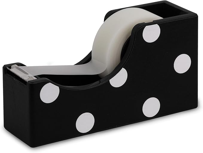 Kate Spade New York Cute Tape Dispenser, Clear Tape Desk Dispenser, Decorative Desk Accessory, Picture Dot