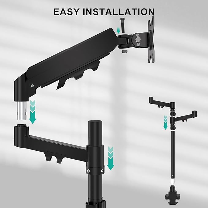 WALI Vertical Dual Monitor Mount for 17-49 inch Ultrawide Curved Screens, Heavy Duty Stacked Dual Monitor Stand for Desk, Adjustable Gas Spring Monitor Arm up to 33lbs, VESA Mount 75/100mm, Black
