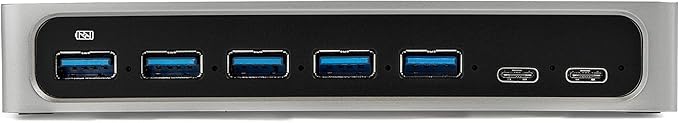 StarTech.com 7 Port USB C Hub with Fast Charge Port - USB-C to 5X USB-A 2X USB-C (USB 3.0 SuperSpeed 5Gbps) - Self Powered USB 3.1 Gen 1 Type-C Hub w/Power Adapter - Desktop/Laptop Hub (HB30C5A2CSC)