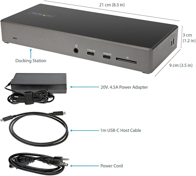 StarTech.com USB C Triple 4K Monitor Docking Station - 100W Power Delivery - DP 1.4 Alt Mode & DSC, 2 DisplayPort/HDMI 2.0-6 USB (2 at 10Gbps), SD - Windows/Chrome (DK31C2DHSPD) - Black & Space Gray