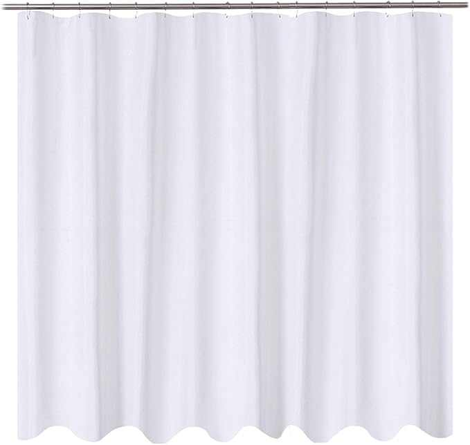 N&Y HOME Fabric Shower Curtain Liner 96 x 78 inch XL Size, Hotel Quality, Washable, Water Repellent, White Bathroom Curtains with Grommets, 96x78