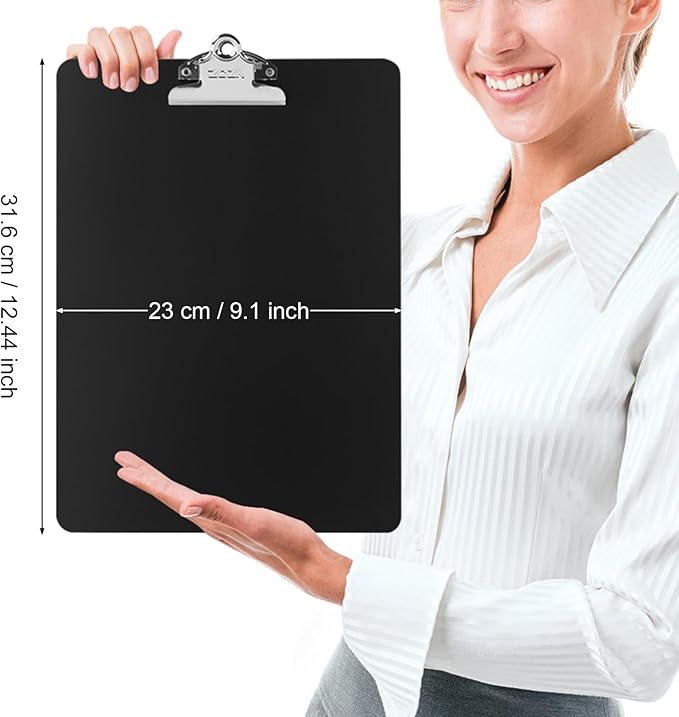ZCZN Metal Clipboard, 6 Pack Heavy Duty Aluminum Clipboards 12 x 9 Inches, A4 Letter Sizer Document Holder with High Capacity Clip, Suitable for School, Office, Jobsite or Medical Staff, Black