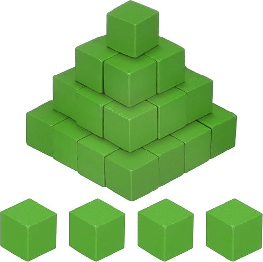 50-Pack DIY Wooden Cube, 0.4 Inch(1 Cm) Colored Natural Wood Blocks for Crafts Making Puzzle Games/Wedding/Home Decor/Dice/Building, Square Blank Block [Green]