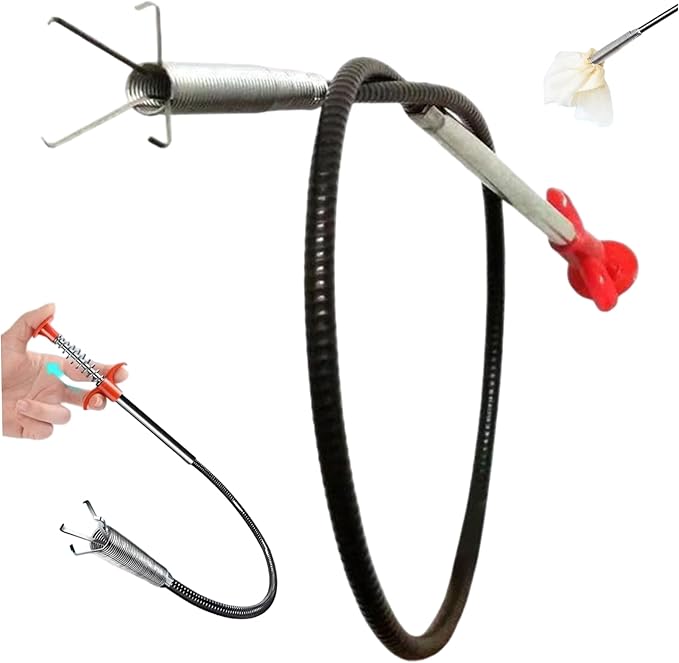 Drain Cleaner Tool, 63 Inch Flexible Drain Clog Remover Tool with 4 Claws, Sink Snake Hair Remover for Toilet Sewer Shower Kitchen Bathroom