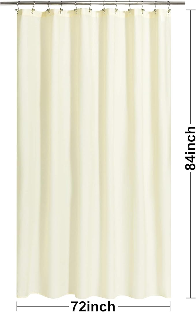 N&Y HOME Fabric Shower Curtain or Liner Extra Long 72 x 84 Inches - Hotel Quality, Machine Washable, Water Repellent - Sand, 72x84