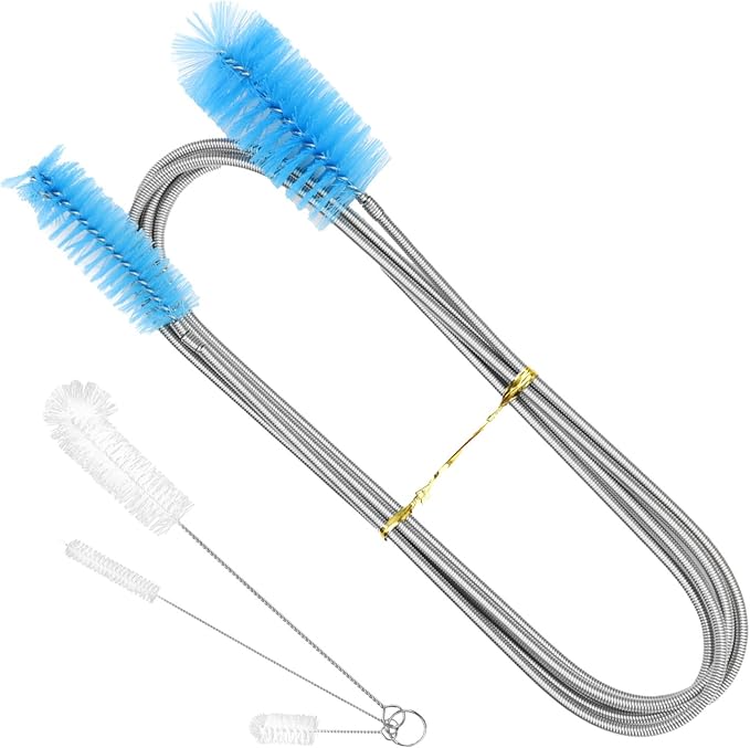 79” Flexible Pipe Cleaner Brush Set, Dual-Ended and Extra-Long Stainless Steel Cleaning Tool for Homeowner Mechanics Clean Sink Refrigerator Coils Shower Drain Plumbing Maintenance Fish-Tank